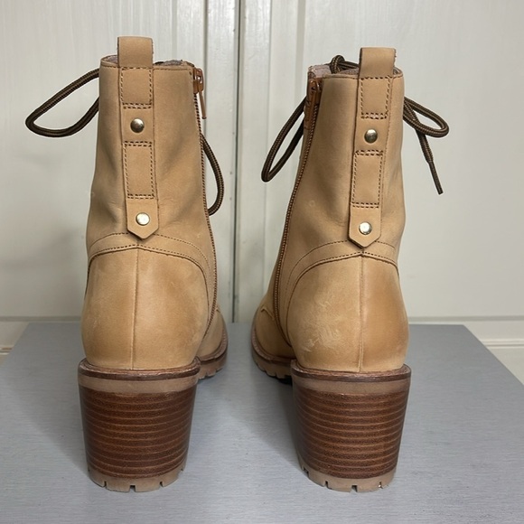 Seychelles Women's Irresistible Combat Boot Tan Size 8.5 Lace Up Stacked Heel - Picture 6 of 9